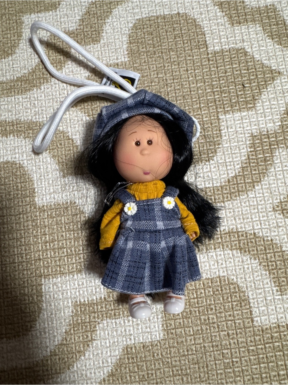 Plush Fashion Doll in Blue Plaid Dress with Yellow Top